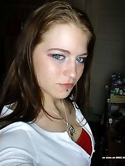 Nasty pierced chick flashing her perky tits