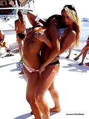 Lesbians get naughty in their skimpy bikinis