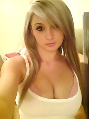 Hottie displays meaty breasts in sexy outfits