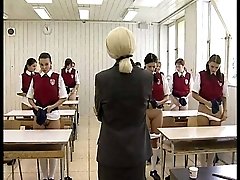 Severe knickers down caning for school girls bent over the desk - welts and tears