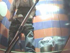 Chicks' gushing slits filmed by spy cam in toilet