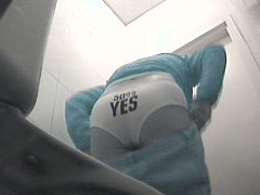 Horny spy plants his cam in girls toilet in warehouse