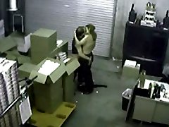 Couple caught having sex in the warehouse by hidden cameras