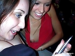 Young teens show their new boobs on a dancefloor!