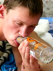 Three cute college boys eating each others cocks and having a drunken threesome fuck