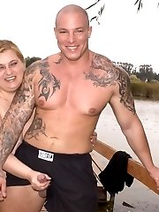 Watch this horny guy fulfill his fantasy by fucking blonde BBW Amanda in a lake side