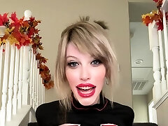 Feminine blond ladyboy with big tits suck cock and analed