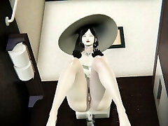 RE Village Parody - Lady Dimitrescu Multiple Peeing in Public Restroom POV & Taking a Shower to Clean
