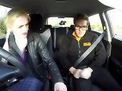 Fake Driving School Sexy busty posh blonde examiner sucks and fucks in camper