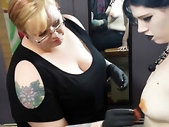 emo girl gets her nipple pierced