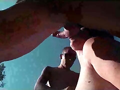 Bid Tits Milf fucked anal by Two young sporty guys  Outdoor 