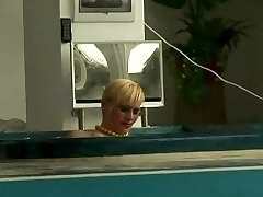 Short Hair Mature Anal Invasion In The Pool
