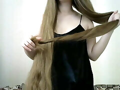 Fantastic Long Haired Hairplay, Striptease and Brushing