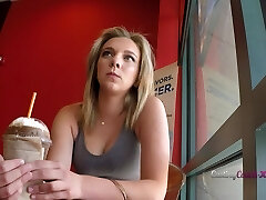 Vivacious honey in a thong strokes her vagina with a vibrator then gets humped