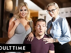 ADULT TIME - Lucky Guy Serves Up Cock In Kinky THREESOME WITH STEPMOMS Kenzie Taylor And Caitlin Bell