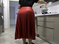 my stepmother's red miniskirt hardened my dick.