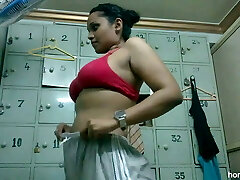 Big Boobs Tamil Indian Maid Lily In Shower Changing Bra and Panties and Fingering Pussy