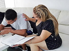 I help my sonny with his homework, his cock distracts me and I end up fellating it I help my sonny with his homework, his cock distracts me and I end up fellating it