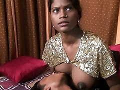 Busty brown skin Indian Gf squashing milk out of her juggs