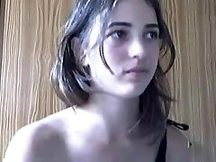 Young coquette with smallish bumpers danced in front of the cam