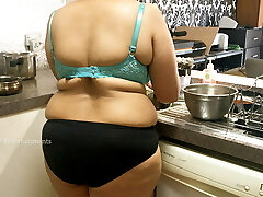 Big bra-stuffers Bhabhi in the Kitchen wearing panties and bra