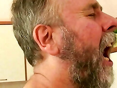 Hairy elderly pussy granny in lingerie takes DP