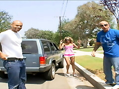 Tiny Chicago teen Halia Hill gets her gigantic fake tits cummed