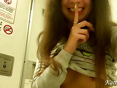 Risky masturbation and pissing in the airplane restroom Risky masturbation and pissing in the airplane restroom