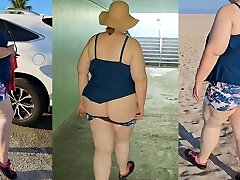 твоя любимая мамаша с большой жопой наслаждается днем на пляже