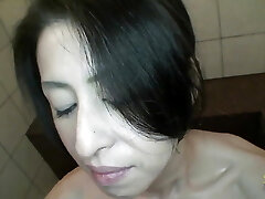 A shower, a bath, a cock suck and a good bed fuck for the Japanese mature lady Nobuko Tachikawa
