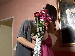 Slutry milf with immense globes sucks a dong, then rides it