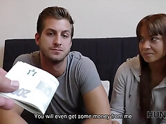 Slim Hotty Agrees To Fuck With a Stranger In Front Of Her BF In Exchange For Cash & Lodgment