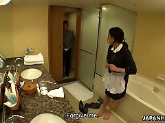 This Chinese maid knows how to relieve pressure at work and her boobies are superb