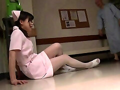 Old guy plumbs a cute Japanese nurse in the hospital