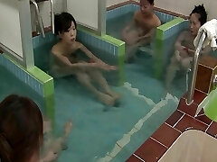 Japanese babes take a shower and get fingered by a weirdo boy
