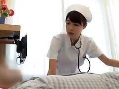 Slutty Japanese nurse receives a cum shot after sucking a dick