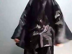 Fresh Black Satin Abutai Cloak