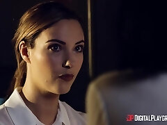 Sexy slender office nympho gets fingered and mouthfucked by aroused chief