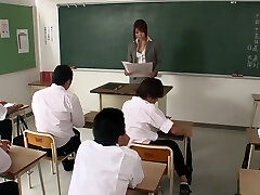 Professor Yuuno Hoshi gets mad at her class then sucks multiple fuck-sticks