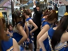 Crazy Japanese Plumb Fest in Public Bus with Hot Cheerleaders