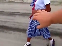 Filipina schoolgirl fucked outdoors in open realm by tourist