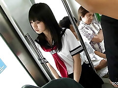 Public Gangbang in Bus - Japanese Teenie get Fucked by many old Guys