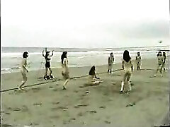 Sexy Asian babes take off their bathing suits for a game of bare