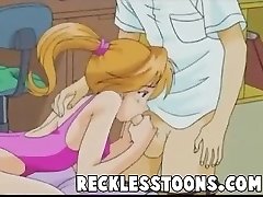 Сексуальная блондинка мультфильм девушка получает сперма в жопе