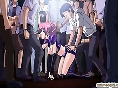 Beauty Chinese anime group sex in the public show