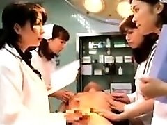 Lustful Japanese physicians putting their hands to work on a t
