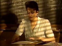 Short haired super-naughty brunette college professor sucks strong cock for cum