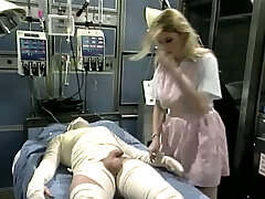 Really horny blonde nurse rides bandaged patient's pink cigar in the hospital