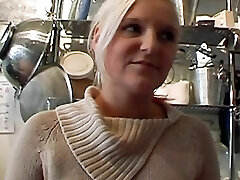 Exotic German ash-blonde loves eating cum after having sex