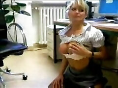 Hot blonde secretary in boots fucked